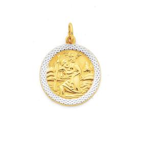 9ct-Gold-Two-Tone-St-Christopher-Medal on sale