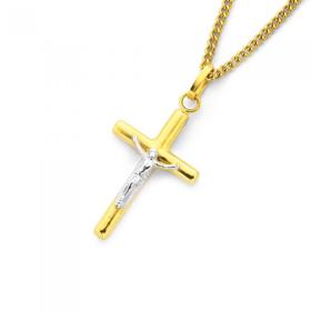 9ct-Gold-Two-Tone-Crucifix-Pendant on sale