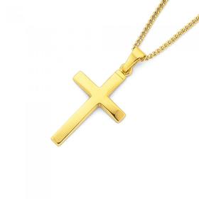 9ct+Gold+21mm+Plain+Cross+Pendant
