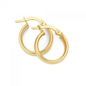 9ct+Gold+4x12mm+Half+Round+Hoop+Earrings