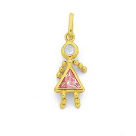 9ct-Gold-Pink-Cubic-Zirconia-Little-Girl-Pendant on sale