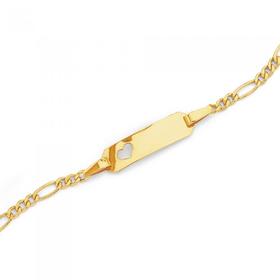 9ct+Gold+16cm+Childrens+Heart+Identity+Bracelet