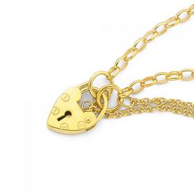 9ct-Gold-145cm-Childs-Belcher-Padlock-Bracelet on sale