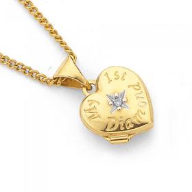 9ct+%27My+First+Diamonf%27+Heart+Locket