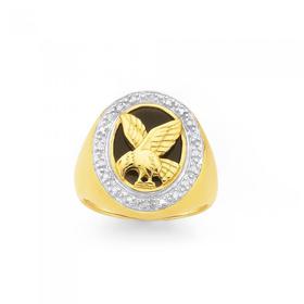 9ct-Gold-Onyx-Diamond-Eagle-Gents-Ring on sale