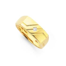 9ct-Gold-Diamond-Set-Rectangle-Top-Gents-Ring on sale