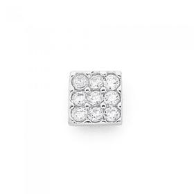 9ct-White-Gold-Single-Cubic-Zirconia-Square-Stud-Earring on sale