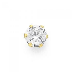 9ct+Gold%2C+Cubic+Zirconia+Single+Stud+Earring