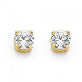 9ct+Gold+Cubic+Zirconia+Stud+Earrings