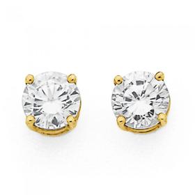 9ct-Gold-Cubic-Zirconia-Round-Stud-Earrings on sale