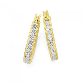 9ct-Gold-Cubic-Zirconia-Channel-Set-Hoops-14mm on sale