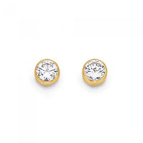 9ct-Gold-Cubic-Zirconia-Round-Bezel-Stud-Earrings on sale