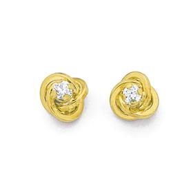 9ct-Gold-Cubic-Zirconia-Round-Knot-Stud-Earrings on sale