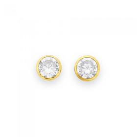 9ct-Gold-Cubic-Zirconia-Round-Bezel-Set-Stud-Earrings on sale
