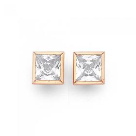 9ct-Cubic-Zirconia-Square-Bezel-Set-Stud-Earrings on sale