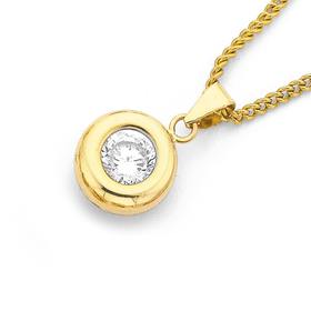 9ct+Gold+Cubic+Zirconia+5mm+Solitaire+Pendant