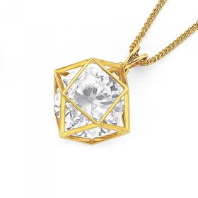 9ct-Gold-Cubic-Zirconia-Prism-Pendant on sale