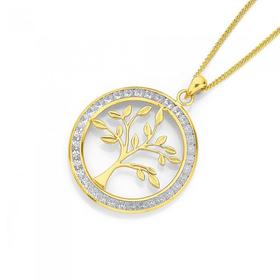 9ct-Gold-Cubic-Zirconia-Tree-of-Life-Pendant on sale