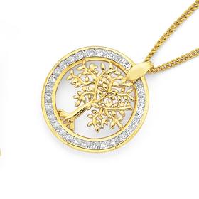 9ct-Gold-Cubic-Zirconia-Tree-of-Life-Pendant on sale