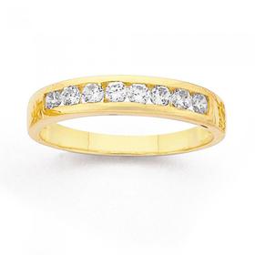 9ct+Gold+Cubic+Zirconia+Channel+Set+Eternity+Ring