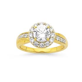 9ct-Gold-Round-Cubic-Zirconia-Cluster-Dress-Ring on sale