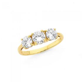 9ct-Gold-Cubic-Zirconia-Trilogy-Ring on sale