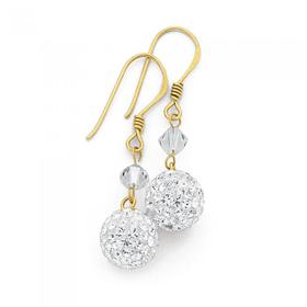 9ct-Gold-Crystal-Ball-Drop-Earrings on sale