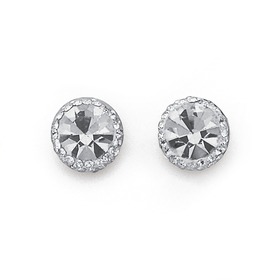 9ct-Gold-Crystal-Round-Cluster-Stud-Earrings on sale