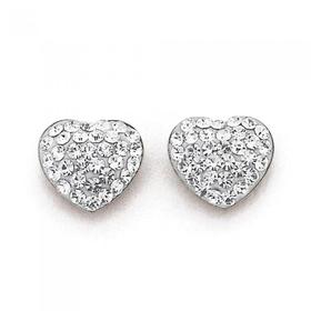 9ct-Gold-Crystal-Heart-Stud-Earrings on sale