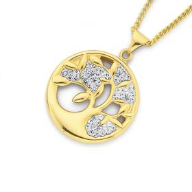 9ct-Gold-Crystal-Tree-of-Life-Circle-Pendant on sale