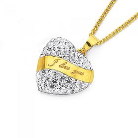 9ct-Gold-Crystal-I-Love-You-Heart-Pendant on sale