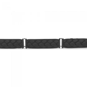 Stainless-Steel-Black-Leather-Bar-Bracelet on sale