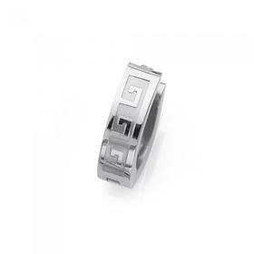 Stainless-Steel-Greek-Key-Single-Huggie on sale