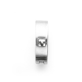 Steel+Cubic+Zirconia+Huggie