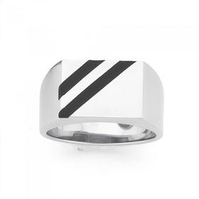 Steel-Double-Black-Line-Square-Signet-Ring on sale