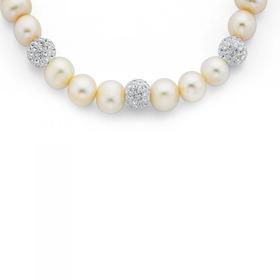 Sterling-Silver-43cm-Freshwater-Pearl-Crystal-Necklet on sale