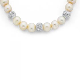 Sterling-Silver-19cm-Freshwater-Pearl-Crystal-Bracelet on sale