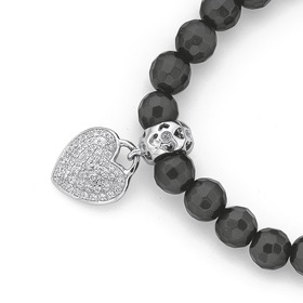 Silver+Black+Onyx+%26amp%3B+Pave+CZ+Heart+Bracelet