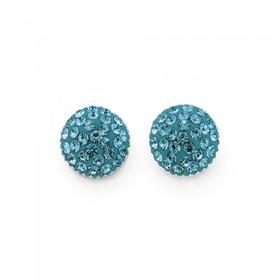 Silver-Aqua-Crystal-Dome-Stud-Earrings on sale