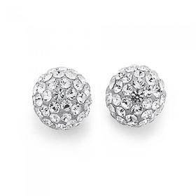 Sterling-Silver-White-Crystal-Ball-Studs on sale