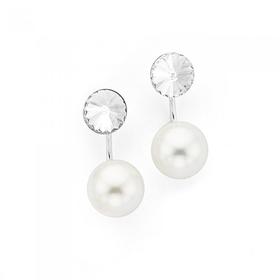 Silver-Crystal-Synthetic-Pearl-Ear-swings on sale