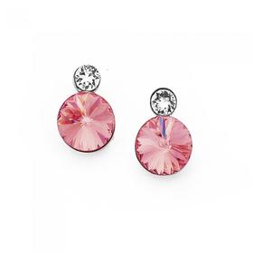 Silver-Pink-Crystal-Stud-Earrings on sale