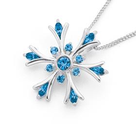 Silver-Aqua-Crystal-Snowflake-Pendant on sale