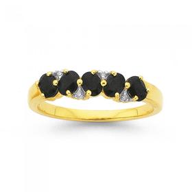 9ct-Gold-Black-Sapphire-Diamond-Anniversary-Band on sale