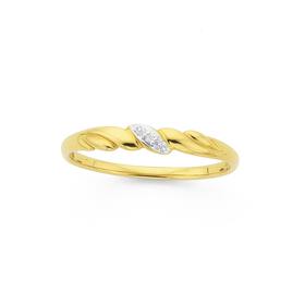 9ct+Gold%2C+Diamond+Twist+Dress+Ring