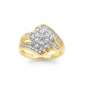 9ct-Gold-Diamond-Cluster-Ring on sale