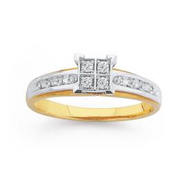 9ct-Gold-Two-Tone-Diamond-Square-Engagement-Ring on sale