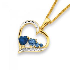 9ct-Gold-Created-Sapphire-and-Diamond-Pendant on sale