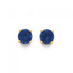 9ct-Gold-5mm-Created-Sapphire-Stud-Earrings on sale