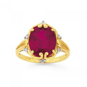 9ct+Gold+Created+Ruby+%26amp%3B+Diamond+Filigree+Ring